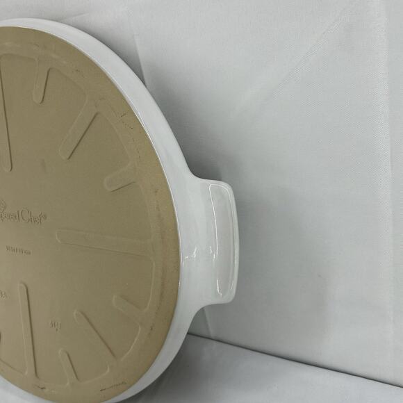 Pampered Chef 15" White Large Round Pizza Stone w/ Handles 1379 - Picture 15 of 15